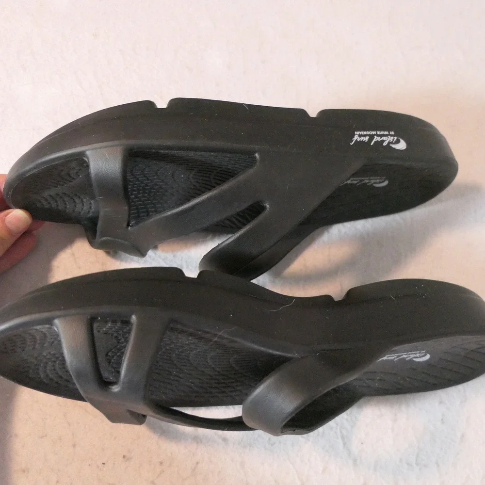 Island Surf by White Mountain Womens Sandals 9 Black Recovery Slides Waterproof